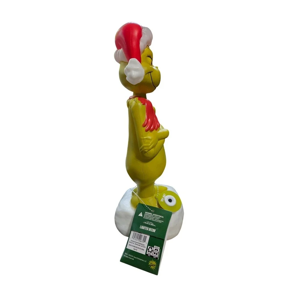 Grinch Christmas Blow Mold 14 inch Light Up Decor Holiday Decoration Heart Scarf